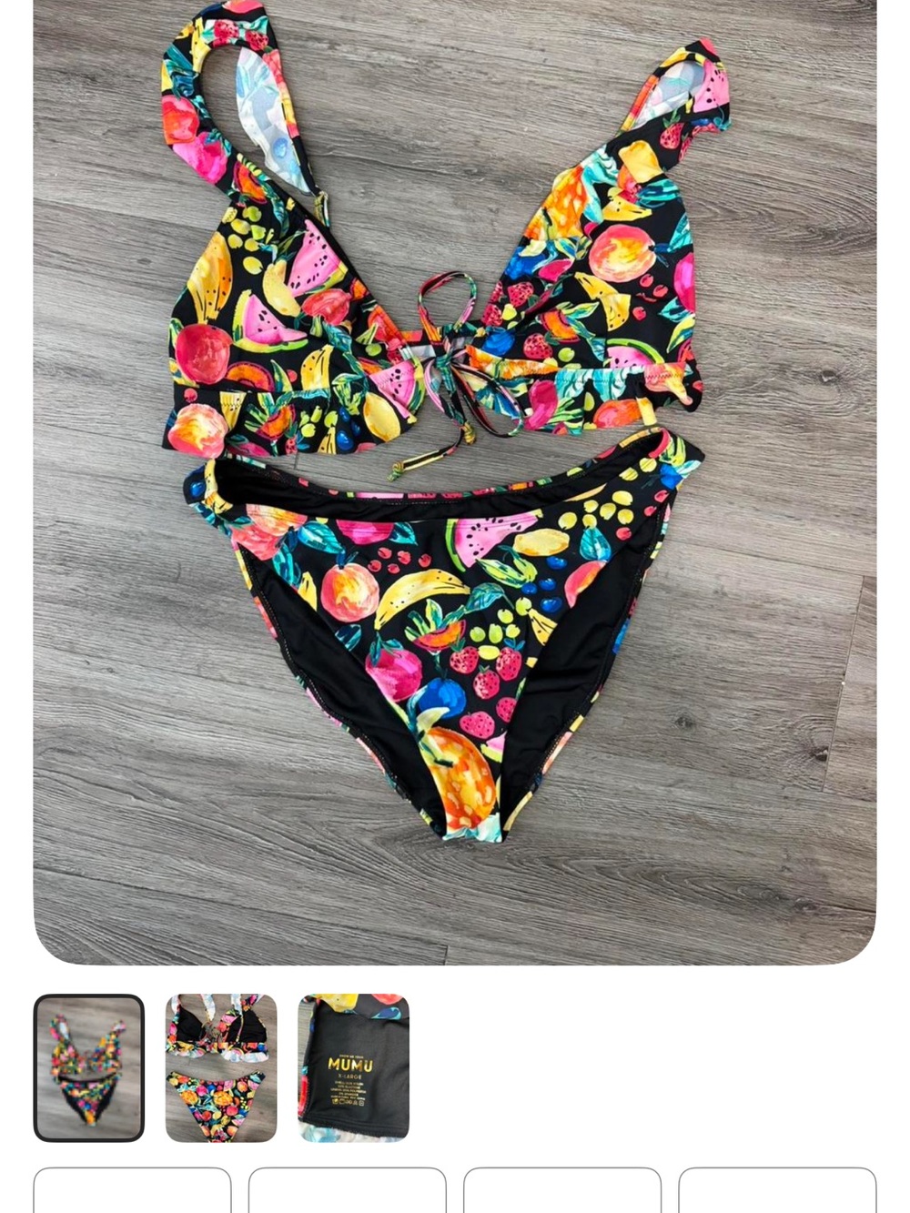 Show me your mumu Black Fruit-Print Two-Piece Swimsuit bikini